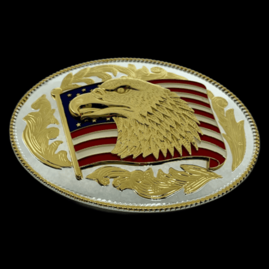 Eagle USA Flag Cowboy Western Big Belt Buckle