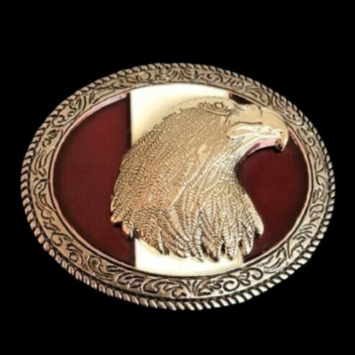 Eagle Head Oval Western Belt Buckle