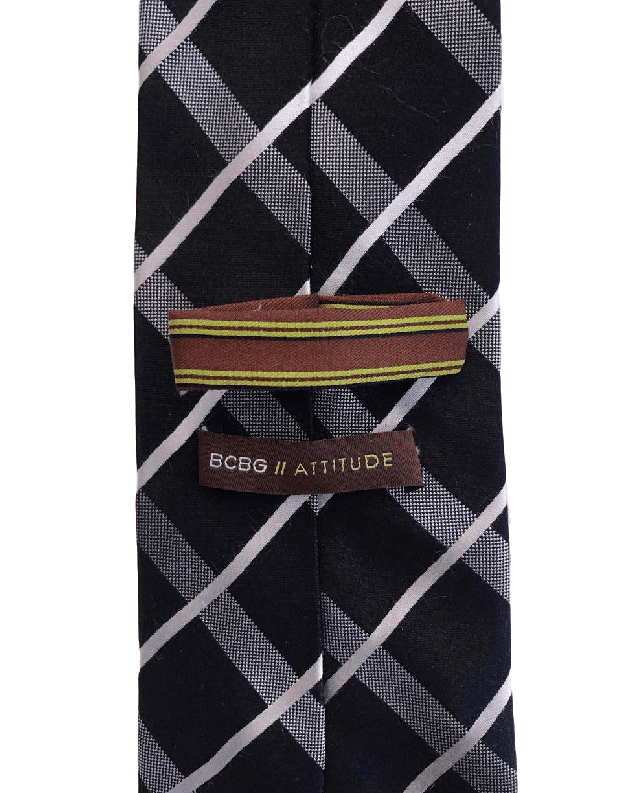 BCBG Attitude Negro Original Rayas Elegante Elegante 100% Seda Hombres Corbata