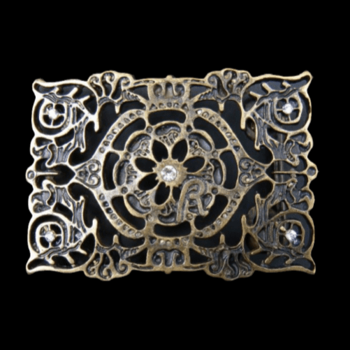 Bohemian Hippie Rhinestone Flower Belt Buckle