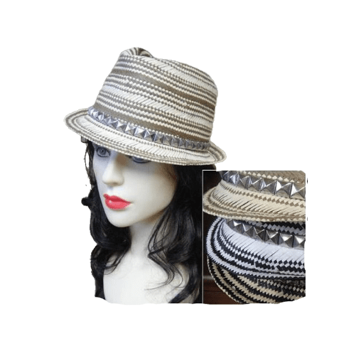 Summer Straw Fedora Hat Trilby Sun Stripe Cap Panama Short Brim Unisex Hats