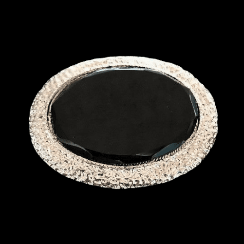 BLACK RHINESTONE STONE 3D OVAL HIPPIE BELT BUCKLE