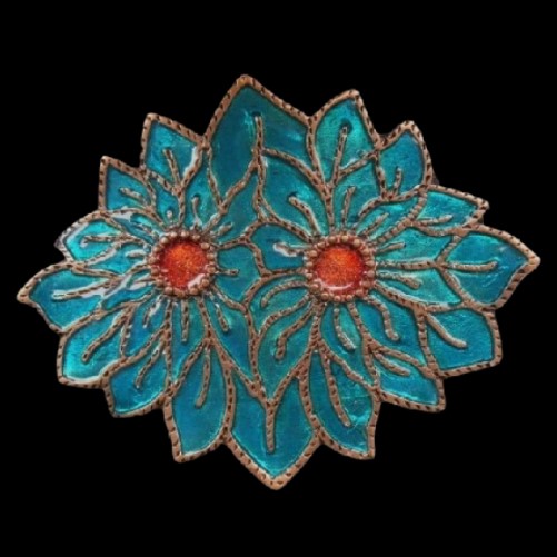 Boho Turquoise Flower Petals Hippie Belt Buckle