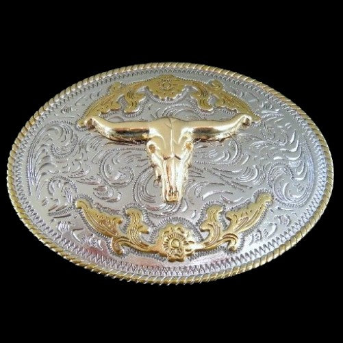 Longhorns Western Bull Feathers Rancher Belt Buckle