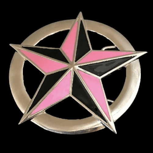 Big Pink And Black 5 Point Rock Nautical Star Belt Buckles Boucle de Ceinture