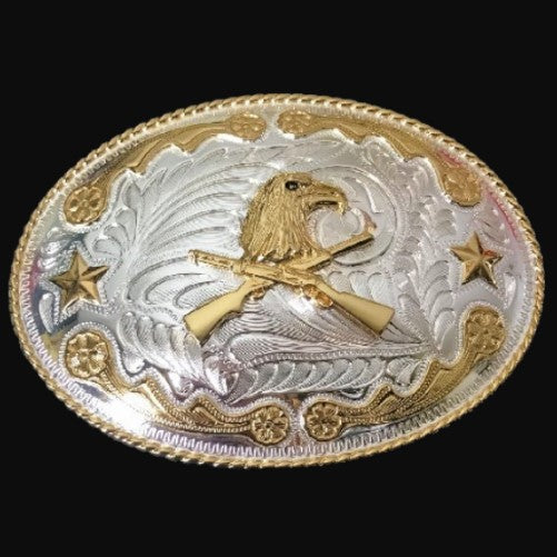 Eagle Rifle Big Western Cowboy Belt Buckle