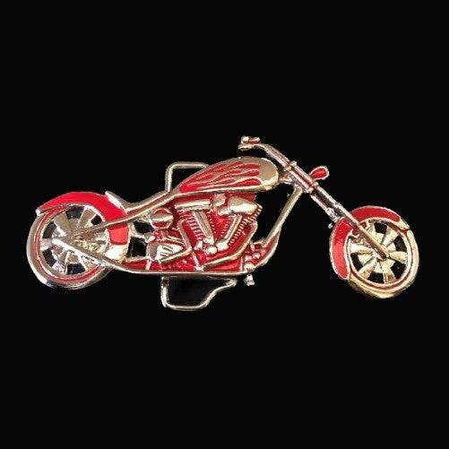 Biker Chopper Motorcycle Motor Bike Red Belt Buckle