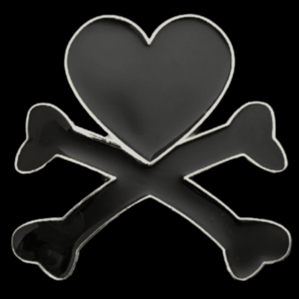 Crossbones Black Heart Love Belt Buckle