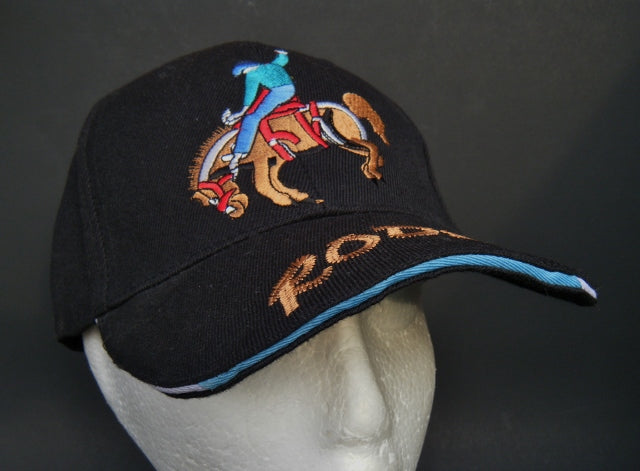 NOIR RODEO BULL RIDER COWBOY COWGIRL CASQUETTE UNISEXE CHAPEAU CASQUETTE