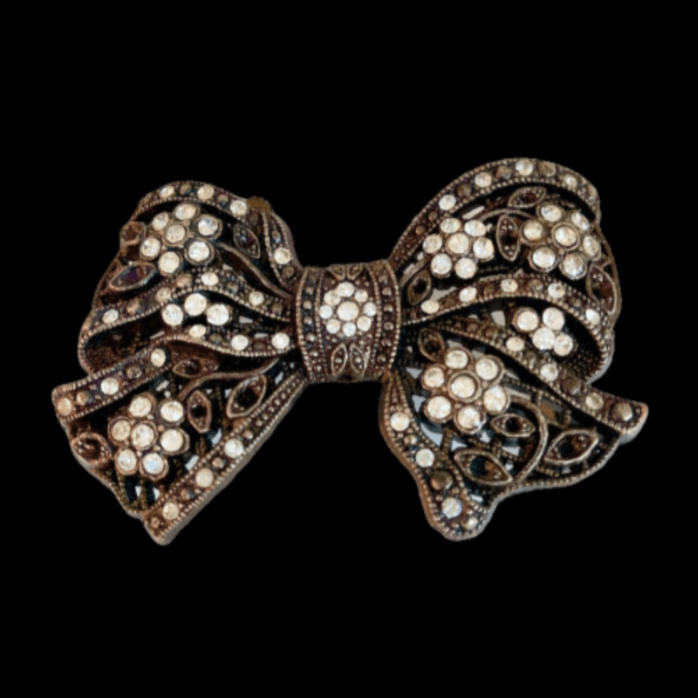 Black White Rhinestone Classy Bow Tie Bowtie Belt Buckle