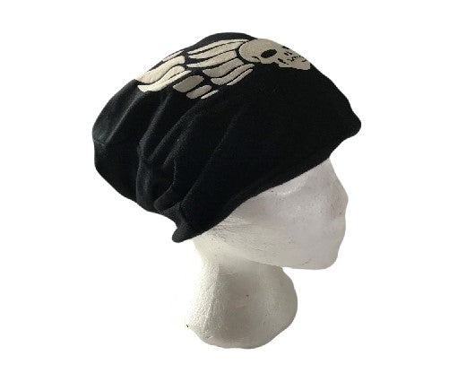 CHAPEAU BAGGY SLOUCHY CRÂNE NOIR BLANC BEANIE DESIGN DE MODE CHAPEAU