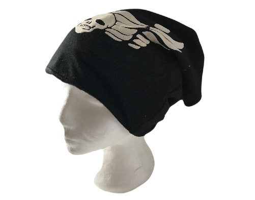 CHAPEAU BAGGY SLOUCHY CRÂNE NOIR BLANC BEANIE DESIGN DE MODE CHAPEAU