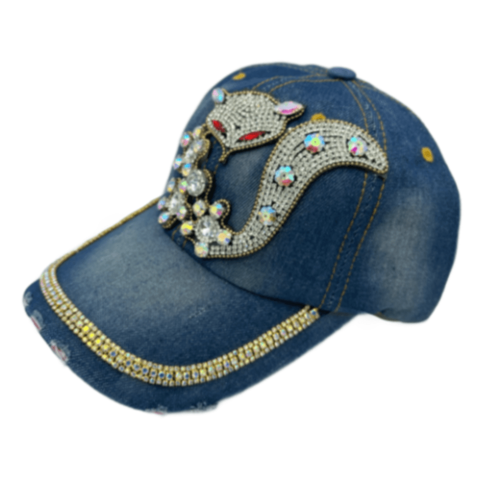 Bling Rhinestone Fox Women's Baseball Cap Outdoor Sun Hat