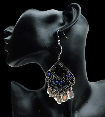 Boucles d'oreilles pendantes bleues pour femmes, lustre, bijoux à la mode