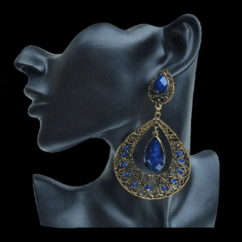 PENDIENTES DE MODA AZUL MUJER SEÑORA ESTILO GITANO JOYERÍA BOUCLE D'OREILLE