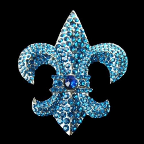 Boucle de Ceinture en strass bleu, drapeau Fleur De Lys du Québec, Boucle Ceinture