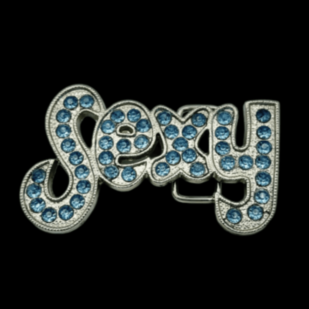 Blue Sexy Rhinestones Bling Belt Buckle