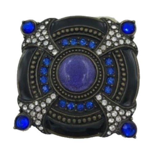 Blue Stone White Rhinestones Women's Unique Belt Buckle