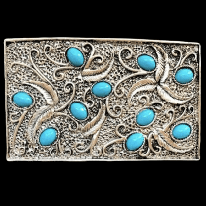 Flower Turquoise Stones Boho Hippie Belt Buckle