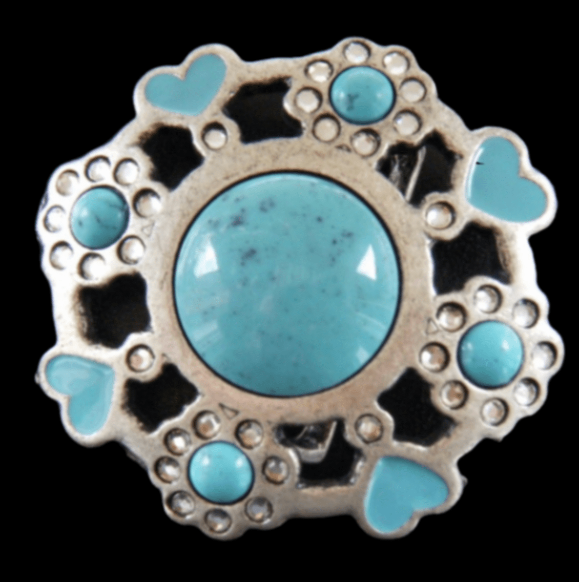 Boucle De Ceinture Hippie Pierres Turquoise Coeurs De Fleurs