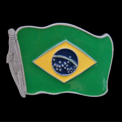 Brazil Brasil Brazilian Rio Soccer Flag Belt Buckle