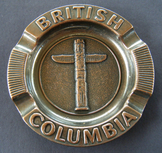 BRITISH COLUMBIA B.C. VANCOUVER INDIAN NATIVE TOTEM POLE SOUVENIR METAL ASHTRAY