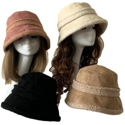 Bucket Hat Faux Fur Ladies Warm Fisherman Cap Plush Winter Women Fluffy