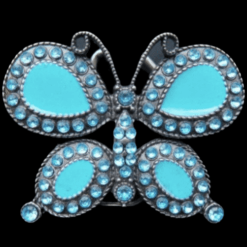 Boucle De Ceinture Papillon Turquoise Strass Fille Mode