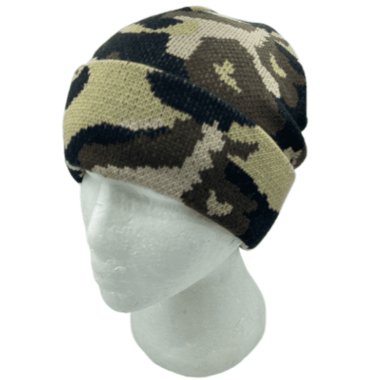 Camo Beanie Cap Plain Knit Ski Hat Cuff Winter Solid Warm Women's Fashion