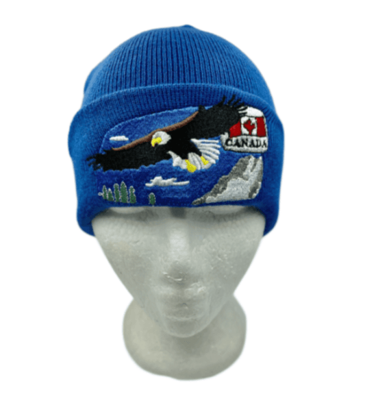 Canada Canadian Flag Maple Leaf Flying Eagle Unisex Blue Hat Beanie Toque Tuque