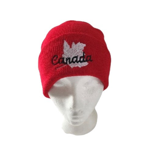 CANADA CANADIAN FLAG WHITE MAPLE LEAF RED UNISEX SKI HAT BEANIE HATS