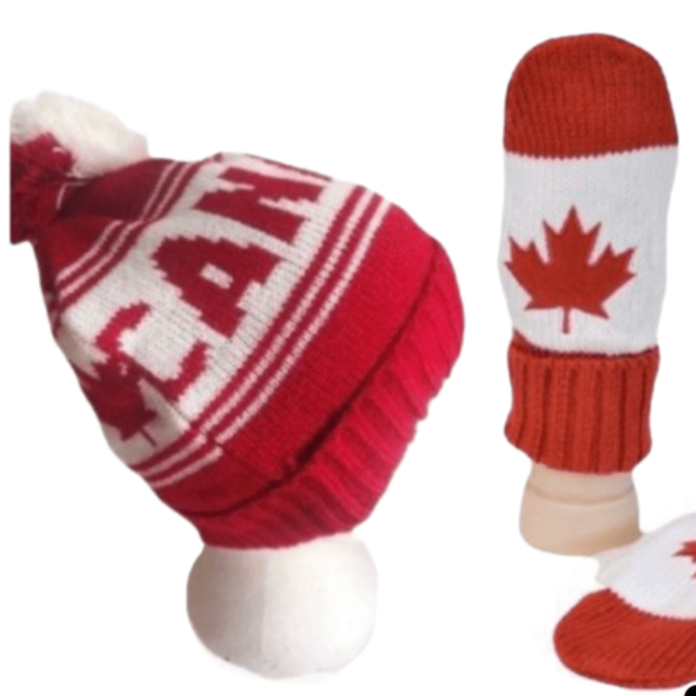 Canadá Canadian Mapleleaf Rojo Blanco Unisex Gorro de punto Guantes de invierno Mitones