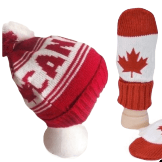 Canada Canadian Mapleleaf Red White Unisex Knitted Hat Winter Gloves Mitts