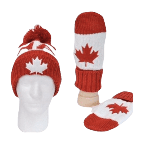 Canadá Red Maple Toque Mitones Unisex Invierno Sombreros Guantes Mitones