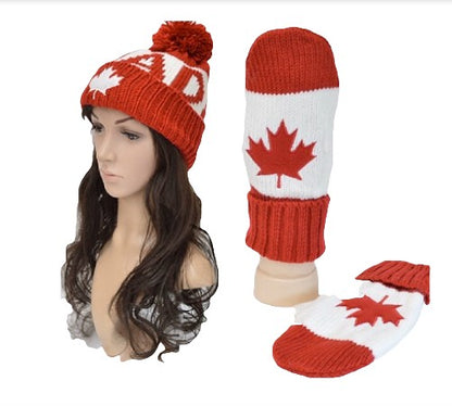 Canadá Red Maple Toque Mitones Unisex Invierno Sombreros Guantes Mitones