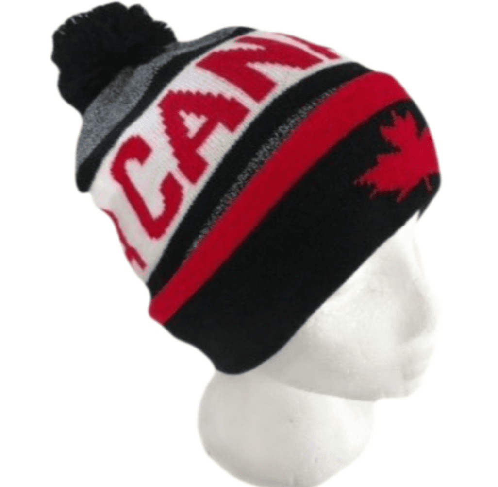 Gorro de invierno de punto unisex con hoja de arce roja canadiense de Canadá