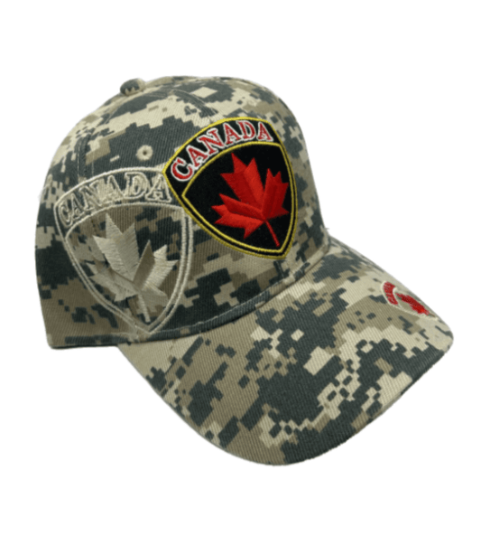 Canada Country Flag Red Maple Leaf Forest Camouflage Embossed Hat Cap