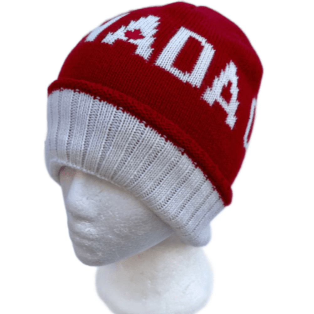 Gorro de esquí con bandera de Canadá, hoja de arce canadiense, blanco y rojo