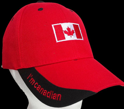 CANADA FLAG I AM CANADIAN SPORTS HAT CAP RED MAPLE LEAF