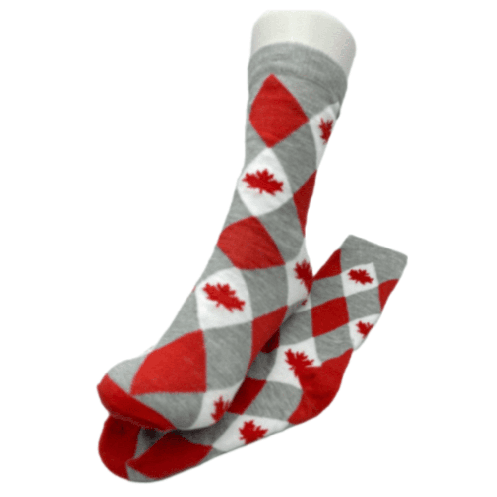 Calcetines con diseño de hoja de arce canadiense, talla de zapato para adulto 5-9, día de Canadá, rojo