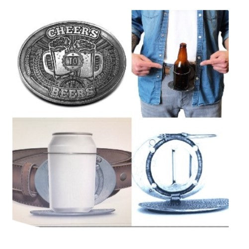 Cheers To Beers Beverage Bottle Holder Belt Buckle