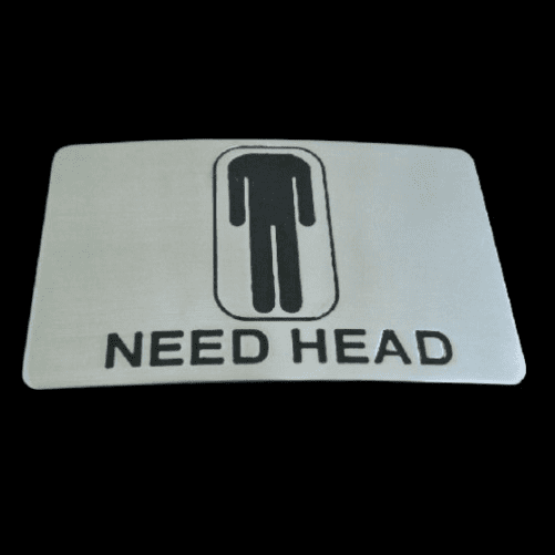 Need Head Headless Body Fun Cool Chrome Belt Buckle