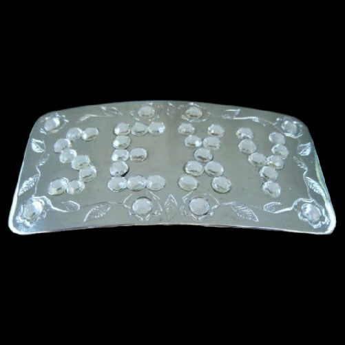 CLEAR RHINESTONE SEXY CHROME BELT BUCKLE