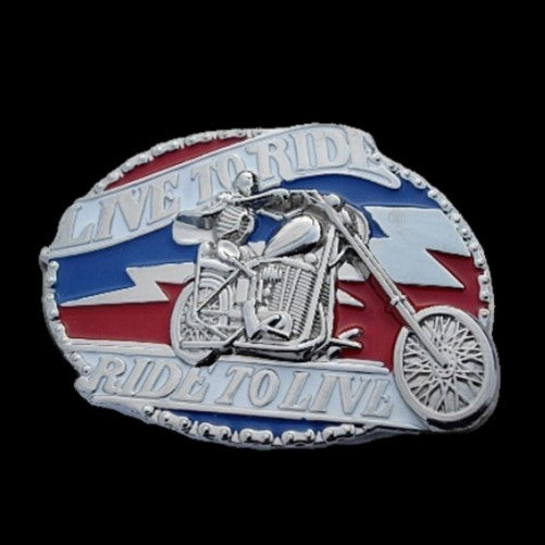 Biker Live To Ride Skull Skeleton Big Belt Buckle