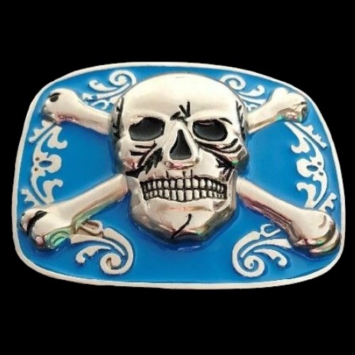 Hebilla de cinturón con calavera y bandera de Jolly Rogers Crossbones