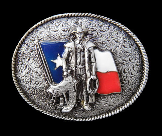 Texas Texan Flag Western Cowboy Belt Buckle