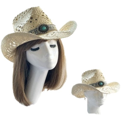 Cowboy Western Rodeo Ranch Concert Paille Ventilée Sombrero Chapeau Unisexe