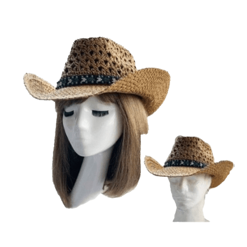 Chapeau unisexe Cowboy Western Rodeo Ranch en paille ventilé Sombrero