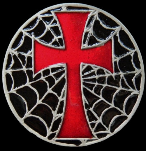 Hebilla de cinturón cruzado gótico Spiderweb Crusader