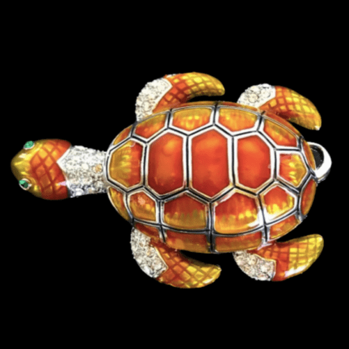 Detailed Rhinestone Orange Sea Turtle Belt Buckle Belts Buckles